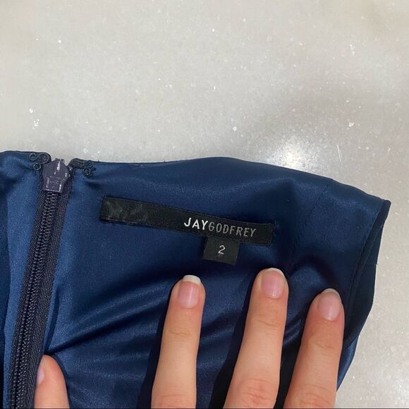 Jay Godfrey Navy Blue Ruffle Cocktail Mini Dress - Picture 11 of 12